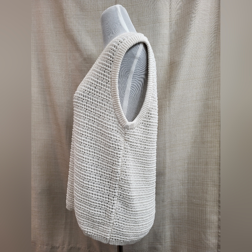 Ann Taylor Weekend Women's Ivory Rib Stitch Sleeveless Sweater Vest Sz Large NWT - Picture 2 of 12